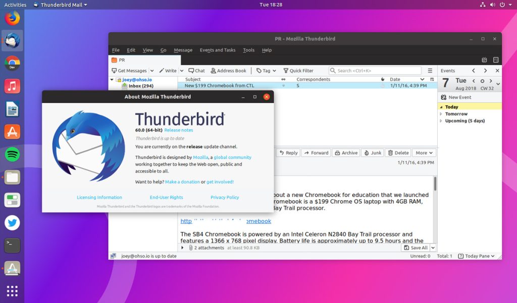 Thunderbird скріншот